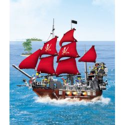 WANGE DR.LUCK 53041 non  HẢI TẶC RÂU ĐEN bộ đồ chơi xếp lắp ráp ghép mô hình Pirates Of The Caribbean PIRATES BLACK BEARD Cướp Biển Vùng Caribe 1123 khối
