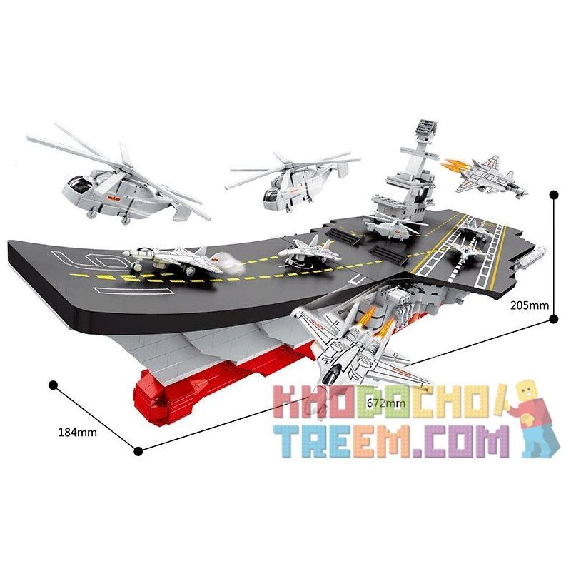 HSANHE 6450 Xếp hình kiểu  MILITARY ARMY Aircraft Carrier Tàu Sân Bay Liêu Ninh 1119 khối