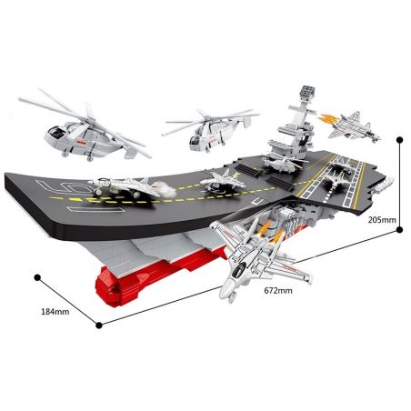 HSANHE 6450 Xếp hình kiểu  MILITARY ARMY Aircraft Carrier Tàu Sân Bay Liêu Ninh 1119 khối