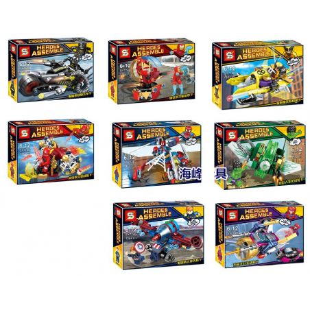 SHENG YUAN SY SY774A 774A SY774B 774B SY774C 774C SY774D 774D SY774E 774E SY774F 774F SY774G 774G SY774H 774H non  BỘ 8 SIÊU ANH HÙNG bộ đồ chơi xếp lắp ráp ghép mô hình Super Heroes HEROES ASSEMBLE Siêu Nhân Anh Hùng 1088 khối