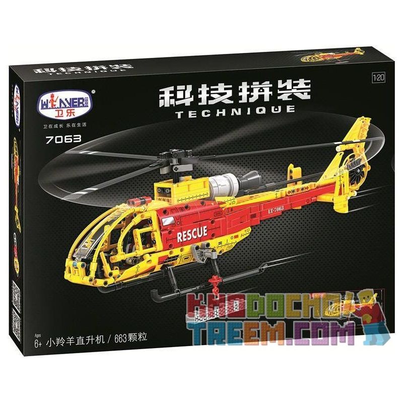 Winner 7063 non  TRỰC THĂNG VÀNG tỷ lệ 1:20 bộ đồ chơi xếp lắp ráp ghép mô hình  THE GAZELLE HELICOPTER Kỹ Thuật Công Nghệ Cao Mô Hình Phương Tiện 663 khối