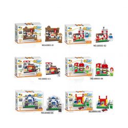 QIZHILE 60003 Xếp hình kiểu  MODULAR BUILDINGS Western Restaurant, Baby Barber And Toy Shop, Starlight Kindergarten, Police Station, Remote Control Car Store 6 Cửa Hàng Nhỏ 687 khối