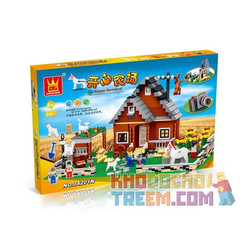 WANGE 34201N Xếp hình kiểu  CITY Happy Farmland Nông Trại Vui Vẻ 719 khối