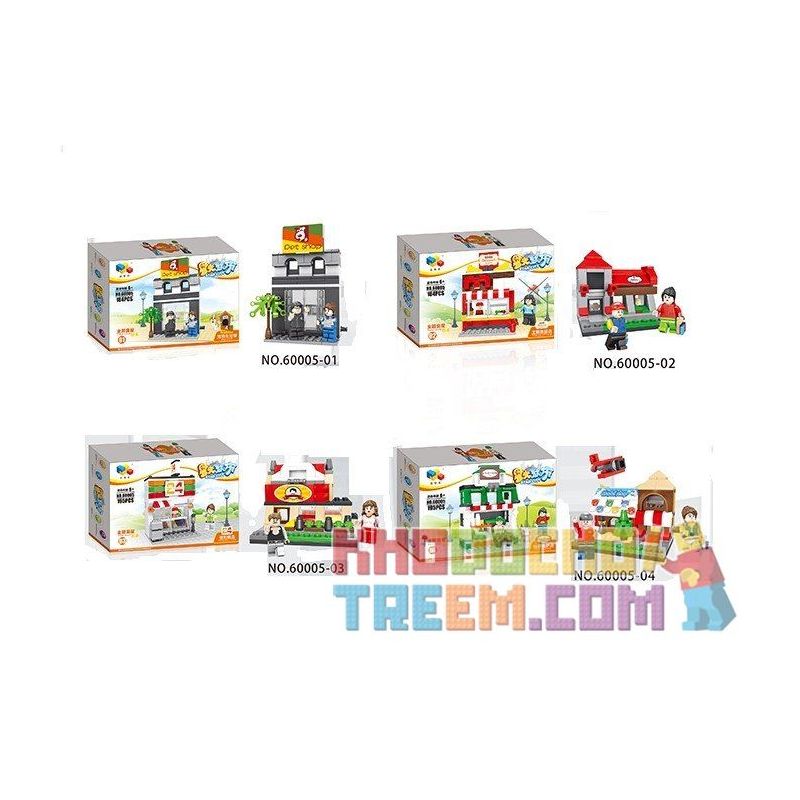 QIZHILE 60005 Xếp hình kiểu  MODULAR BUILDINGS Convenience Store, Fast Food Pizza, Pet And Dessert Shop Hệ Thống Cửa Hàng Tiện Lợi, Thú Cưng, Bánh Ngọt, Pizza 741 khối