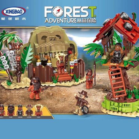 XINGBAO XB-15005 15005 XB15005 non  CUỘC SỐNG VỚI THỔ DÂN TRONG RỪNG bộ đồ chơi xếp lắp ráp ghép mô hình Forest Adventure Thám Hiểm Rừng Già 1021 khối