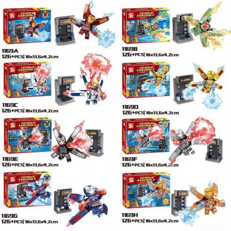 SHENG YUAN SY 1169H 1169A 1169B 1169C 1169D 1169E 1169F 1169G non  NHỮNG BỘ ÁO GIÁP CỦA NGƯỜI SẮT bộ đồ chơi xếp lắp ráp ghép mô hình Super Heroes HEROES ASSEMBLE Siêu Nhân Anh Hùng 1008 khối