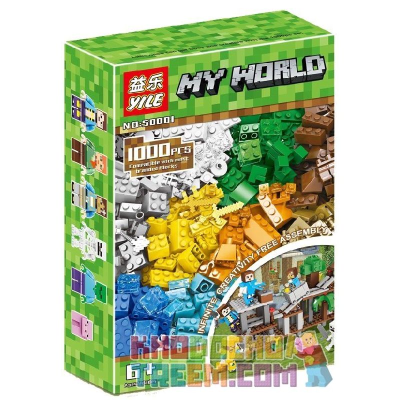 YILE 50001 non  XẾP HÌNH TỰ DO bộ đồ chơi xếp lắp ráp ghép mô hình Minecraft MY WORLD Game Xây Dựng 1000 khối