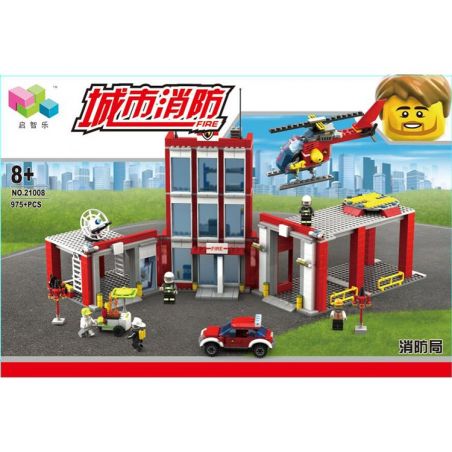 QIZHILE 21008 non  TRUNG TÂM CỨU HỎA bộ đồ chơi xếp lắp ráp ghép mô hình Fire Rescure 1189 khối