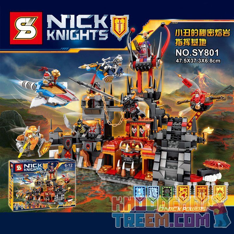 SHENG YUAN SY SY801 non  PHÁO ĐÀI NHAM THẠCH bộ đồ chơi xếp lắp ráp ghép mô hình Nexo Knights NICK KINGHTS JESTRO'S VOLCANO LAIR Hiệp Sỹ Nexo 949 khối