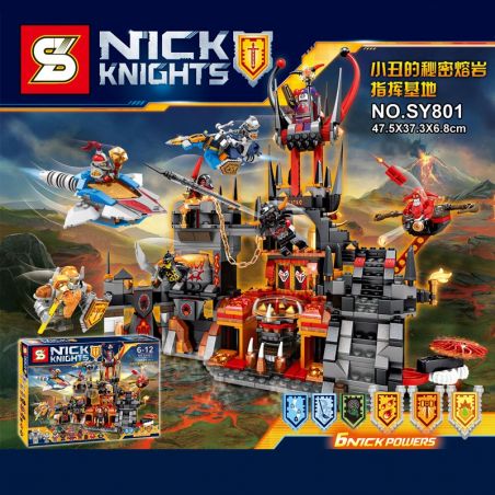 SHENG YUAN SY SY801 non  PHÁO ĐÀI NHAM THẠCH bộ đồ chơi xếp lắp ráp ghép mô hình Nexo Knights NICK KINGHTS JESTRO'S VOLCANO LAIR Hiệp Sỹ Nexo 949 khối