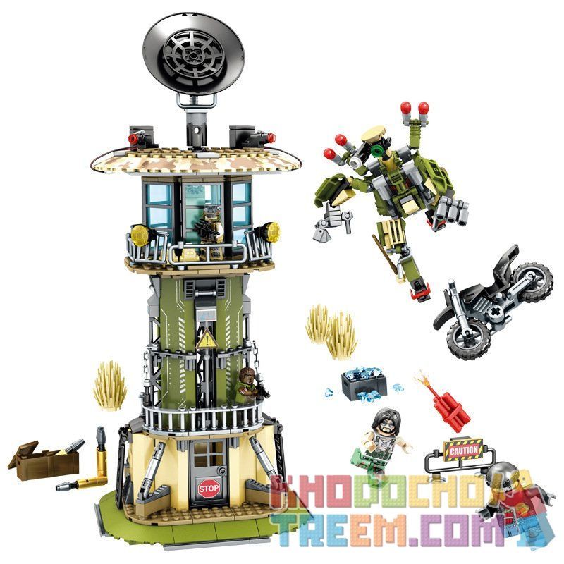 SEMBO 11717 non  TẤN CÔNG TRẠM GÁC bộ đồ chơi xếp lắp ráp ghép mô hình Black Gold Cuộc Chiến Vàng Đen 651 khối