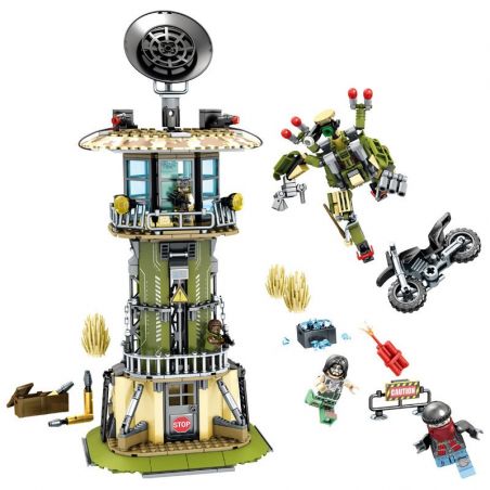 SEMBO 11717 non  TẤN CÔNG TRẠM GÁC bộ đồ chơi xếp lắp ráp ghép mô hình Black Gold Cuộc Chiến Vàng Đen 651 khối