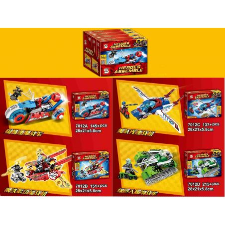 SHENG YUAN SY 7012A 7012B 7012C 7012D non  MÔ TÔ MÁY BAY PHI THUYỀN XE TĂNG bộ đồ chơi xếp lắp ráp ghép mô hình Super Heroes HEROES ASSEMBLE Siêu Nhân Anh Hùng 649 khối