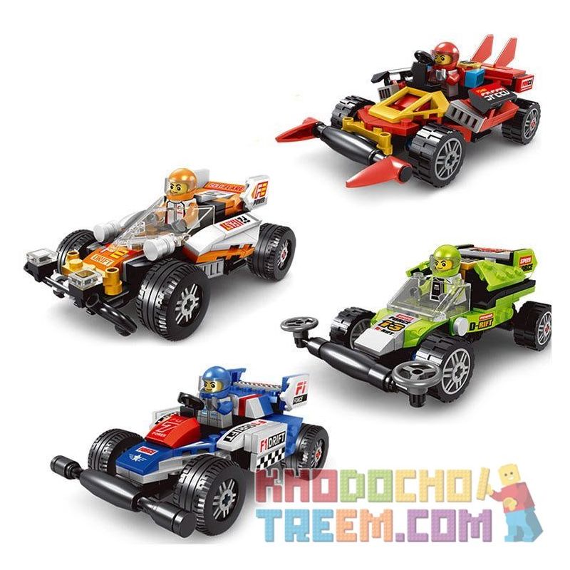 LE DI PIN 15111 Xếp hình kiểu  SPEED CHAMPIONS 4 Racing Cars 4 Xe đua 464 khối