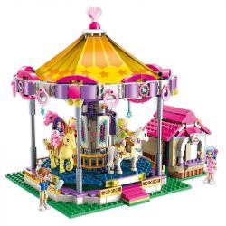 Enlighten 2016 Qman 2016 non  NGỰA GỖ XOAY VÒNG bộ đồ chơi xếp lắp ráp ghép mô hình Cherry Cô Nàng Ngọt Ngào 646 khối