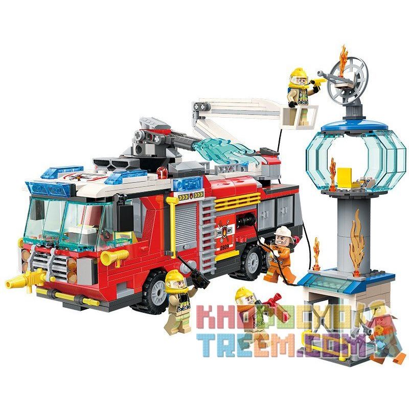 Enlighten 2809 Qman 2809 non  CHỮA CHÁY NGỌN THÁP bộ đồ chơi xếp lắp ráp ghép mô hình Fire Rescure FIRE RESCUE Cứu Hỏa 647 khối