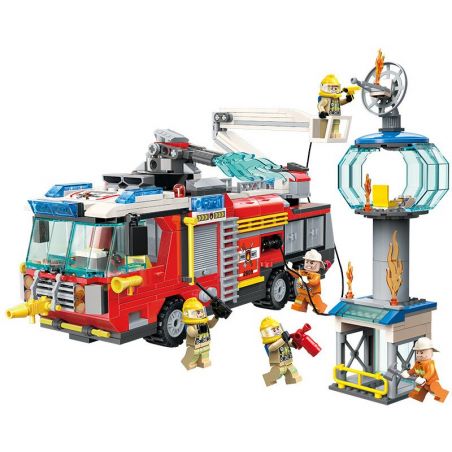 Enlighten 2809 Qman 2809 non  CHỮA CHÁY NGỌN THÁP bộ đồ chơi xếp lắp ráp ghép mô hình Fire Rescure FIRE RESCUE Cứu Hỏa 647 khối