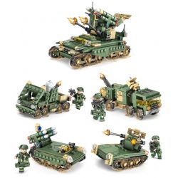 Kazi KY84056 84056 non  4 THIẾT BỊ KẾT HỢP THÀNH XE TĂNG bộ đồ chơi xếp lắp ráp ghép mô hình Field Army FIELD ARMY AH-64 Chiến Trường 643 khối