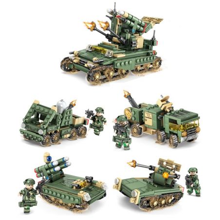 Kazi KY84056 84056 non  4 THIẾT BỊ KẾT HỢP THÀNH XE TĂNG bộ đồ chơi xếp lắp ráp ghép mô hình Field Army FIELD ARMY AH-64 Chiến Trường 643 khối