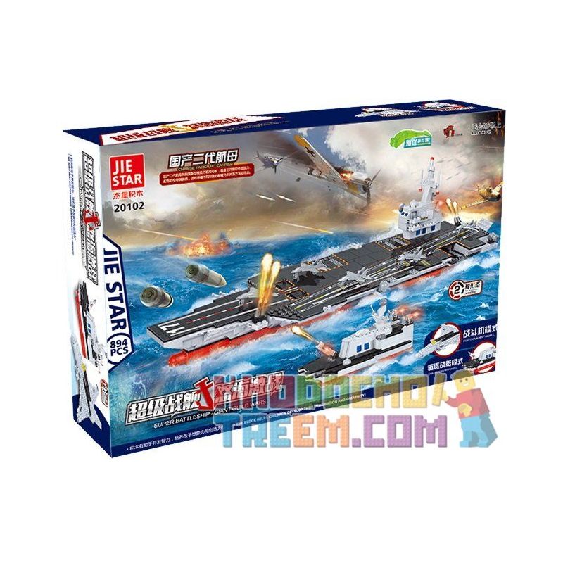 JIE STAR 20102 Xếp hình kiểu  MILITARY ARMY Chinese II Aircraft Carrier Tàu Sân Bay 894 khối