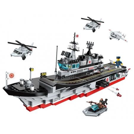 Enlighten 1723 Qman 1723 non  TÀU SÂN BAY RẮN ĐỎ bộ đồ chơi xếp lắp ráp ghép mô hình Tactical Espionage Action Chiến Thuật Quân Sự 642 khối