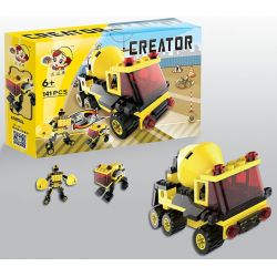 QIZHILE 3001 Xếp hình kiểu  CREATOR 3 IN 1 Construction Vehicle 5 In 1 Bộ Xe Xây Dựng Máy ủi, Máy Xúc, Xe Tải, Cần Cẩu, Xe Trộn Be· 634 khối