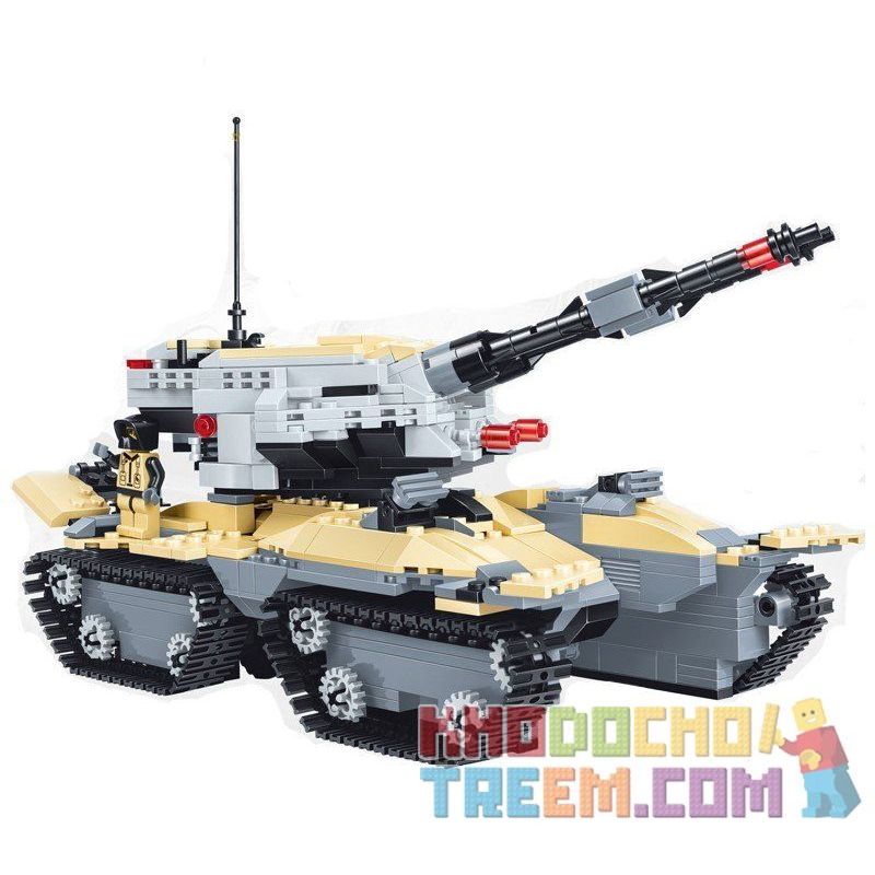 JIE STAR 29028 Xếp hình kiểu  MILITARY ARMY Double Gun Assault Tank Xe Tăng Tấn Công 2 Nòng 831 khối