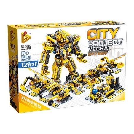 PanlosBrick 633008 Panlos Brick 633008 non  12 PHƯƠNG TIỆN KẾT HỢP THÀNH ROBOT MECHA bộ đồ chơi xếp lắp ráp ghép mô hình City CITY PROJECT MECHA Thành Phố 573 khối