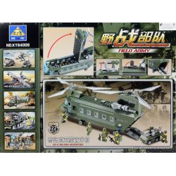 Kazi KY84009 84009 non  MÁY BAY VẬN TẢI QUÂN SỰ bộ đồ chơi xếp lắp ráp ghép mô hình Field Army FIELD ARMY CHINUK MILITARY HELICOPTER Chiến Trường 622 khối