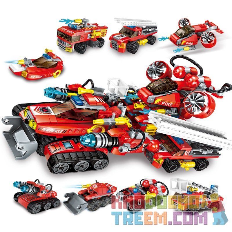 Enlighten 1410 Qman 1410 non  SIÊU XE CỨU HỎA bộ đồ chơi xếp lắp ráp ghép mô hình City THE LENGEND OF CHARIOT Thành Phố 571 khối