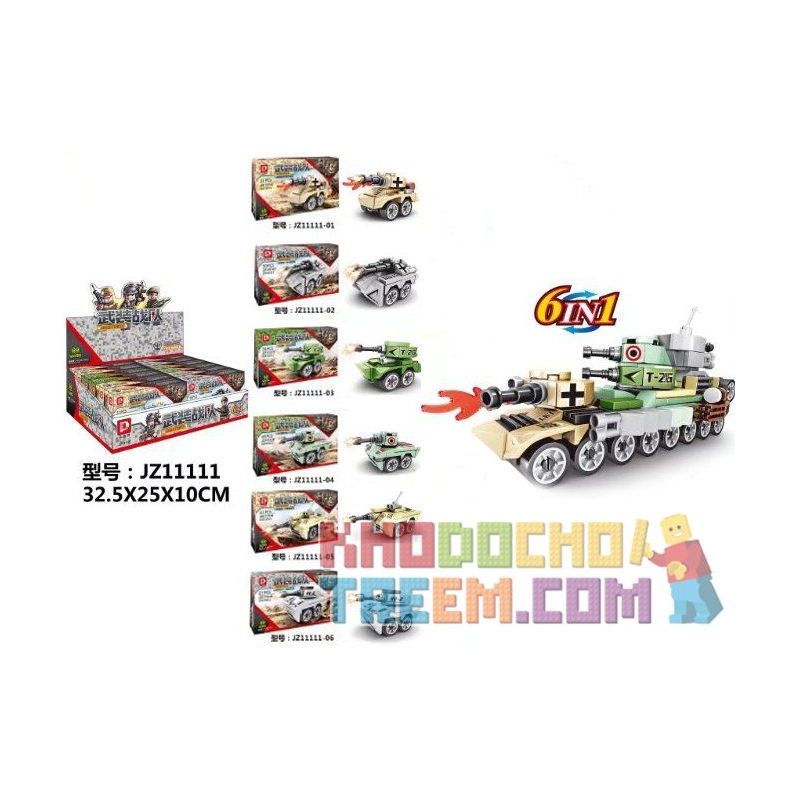 LE DI PIN 11111 Xếp hình kiểu  MILITARY ARMY 6 In 1 World War II Tank 6 Trong 1 Xe Tăng Thế Chiến Thứ 2 604 khối