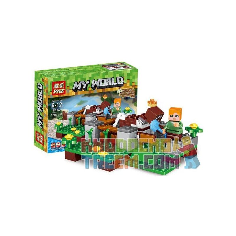 YILE 838A 839A 840A 841A non  4 TRONG 1 bộ đồ chơi xếp lắp ráp ghép mô hình Minecraft MY WORLD Game Xây Dựng 600 khối