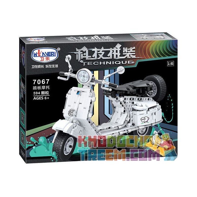 Winner 7067 non  XE MÁY VESPA tỷ lệ 1:6 bộ đồ chơi xếp lắp ráp ghép mô hình  THE PEDAL MOTORCYCLE Kỹ Thuật Công Nghệ Cao Mô Hình Phương Tiện 594 khối