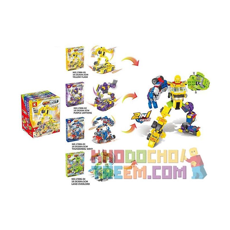 K BRAND 17006 Xếp hình kiểu  TRANSFORMERS 8 In 4 In 1 Transfomers Robot Kết Hợp Biến Hình 8 Trong 1 598 khối