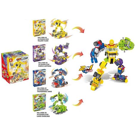 K BRAND 17006 Xếp hình kiểu  TRANSFORMERS 8 In 4 In 1 Transfomers Robot Kết Hợp Biến Hình 8 Trong 1 598 khối