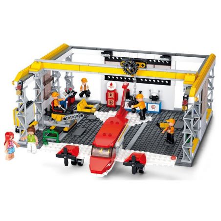 SLUBAN M38-B0372 B0372 0372 M38B0372 38-B0372 non  XƯỞNG SỬA CHỮA MÁY BAY bộ đồ chơi xếp lắp ráp ghép mô hình City AVIATION Thành Phố 599 khối