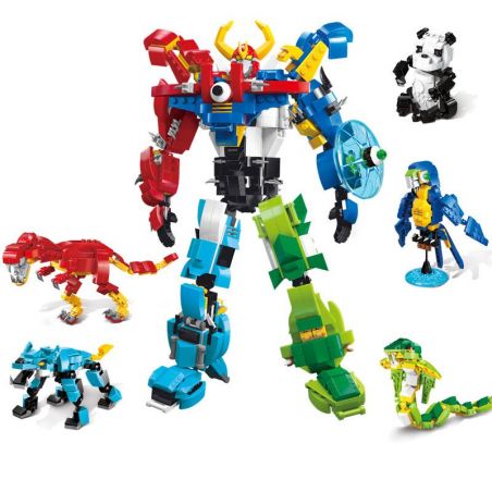 Enlighten 1403 Qman 1403 non  ĐỘNG VẬT BIẾN HÌNH CÓ THỂ KẾT HỢP THÀNH NGƯỜI MÁY KHỔNG LỒ bộ đồ chơi xếp lắp ráp ghép mô hình Transformers VARIANT SERIES SPACE WAR Robot Đại Chiến Người Máy Biến Hình 809 khối