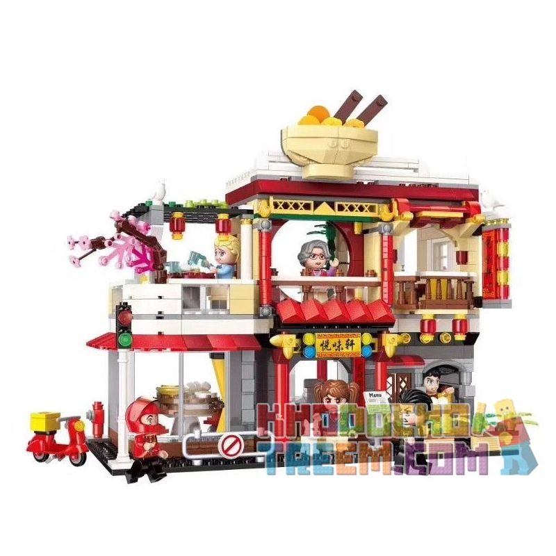 Enlighten 1137 Qman 1137 non  NHÀ HÀNG TRUNG QUỐC bộ đồ chơi xếp lắp ráp ghép mô hình Colorful City COLORFULCITY Thành Phố Sắc Màu 796 khối