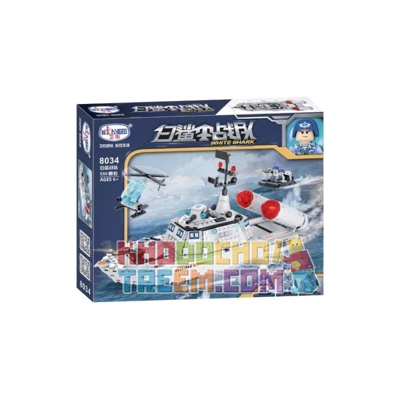 Winner 8034 non  BIỆT ĐỘI CÁ MẬP TRẮNG bộ đồ chơi xếp lắp ráp ghép mô hình Military Army WHITE SHARK Quân Sự Bộ Đội 550 khối
