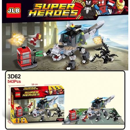 JLB 3D62 Xếp hình kiểu  SUPER HEROES Spider Man, Batman, Iron Man Unite Liên Minh Giữa Người Nhện, Người Sắt Và Người Dơi 543 khối