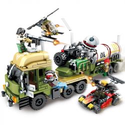 SEMBO 11713 non  CUỘC CHIẾN TRÊN XE CHỞ DẦU bộ đồ chơi xếp lắp ráp ghép mô hình Black Gold Cuộc Chiến Vàng Đen 539 khối