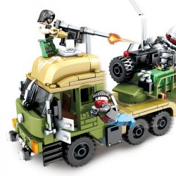 SEMBO 11713 non  CUỘC CHIẾN TRÊN XE CHỞ DẦU bộ đồ chơi xếp lắp ráp ghép mô hình Black Gold Cuộc Chiến Vàng Đen 539 khối