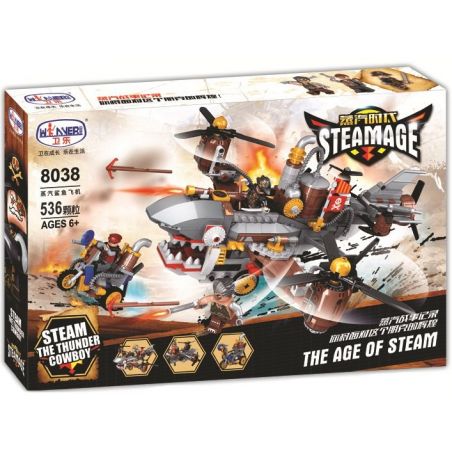 Winner 8038 non  TÀU CÁ MẬP bộ đồ chơi xếp lắp ráp ghép mô hình The Age Of Steam STEAMAGE THE SHARK AIRCRAFT Thời Đại Hơi Nước 536 khối