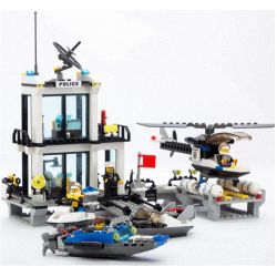 Kazi KY6726 6726 non  CĂN CỨ TRÊN BIỂN CỦA CẢNH SÁT bộ đồ chơi xếp lắp ráp ghép mô hình City POLICE Thành Phố 536 khối