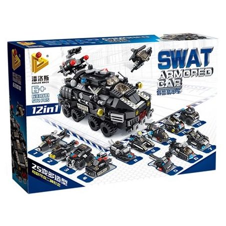 PanlosBrick 633010 Panlos Brick 633010 non  XE BỌC THÉP SWAT 12 TRONG bộ đồ chơi xếp lắp ráp ghép mô hình Swat Special Force SWAT ARMORED CAR Đặc Nhiệm 527 khối