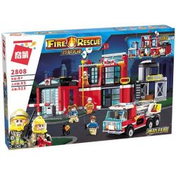 Enlighten 2808 Qman 2808 non  TRẠM CỨU HỎA bộ đồ chơi xếp lắp ráp ghép mô hình Fire Rescure FIRE RESCUE 523 khối