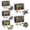 QIZHILE 3002 Xếp hình kiểu  MILITARY ARMY Military Equipment 5 In 1 Phương Tiện Quân Sự 5 Trong 1 Xe Bọc Thép, Xe Tăng Nhỏ, Xe Bắn Tên Lửa, Trực Thăng, Xe Kĩ Thuật 521 khối