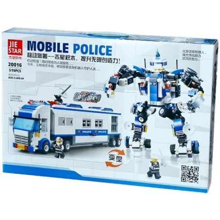 JIE STAR 20016 Xếp hình kiểu  CITY Mobile Police Turns Into A Robot To Protect Human Cảnh Sát Cơ động Biến Hình Thành Robot để Bảo Vệ Người Dân 521 khối