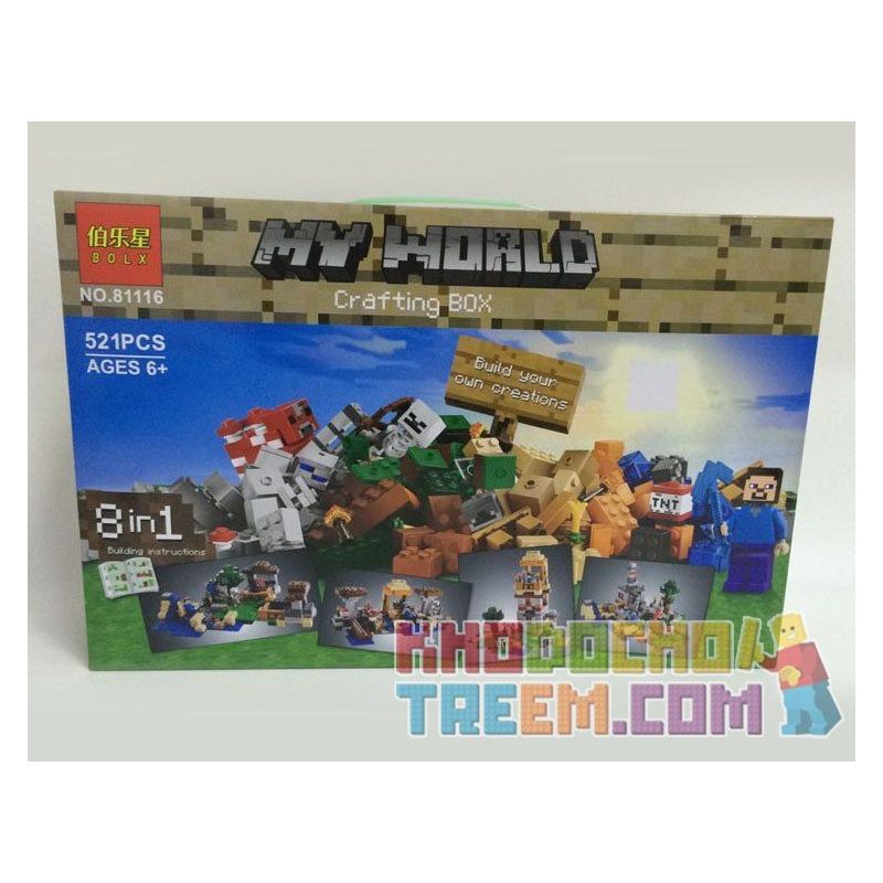 JIE STAR 81116 Xếp hình kiểu  MINECRAFT Crafting Box Hộp Chế Tạo 521 khối