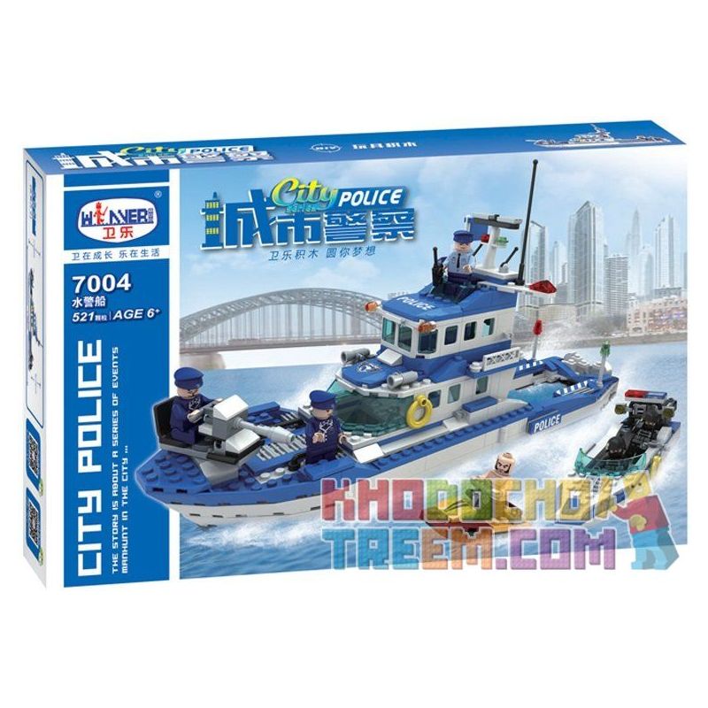 IBLOCK PL- 920-119 Winner 7004 non  THUYỀN CẢNH SÁT BIỂN bộ đồ chơi xếp lắp ráp ghép mô hình Police CITY POLICE 521 khối